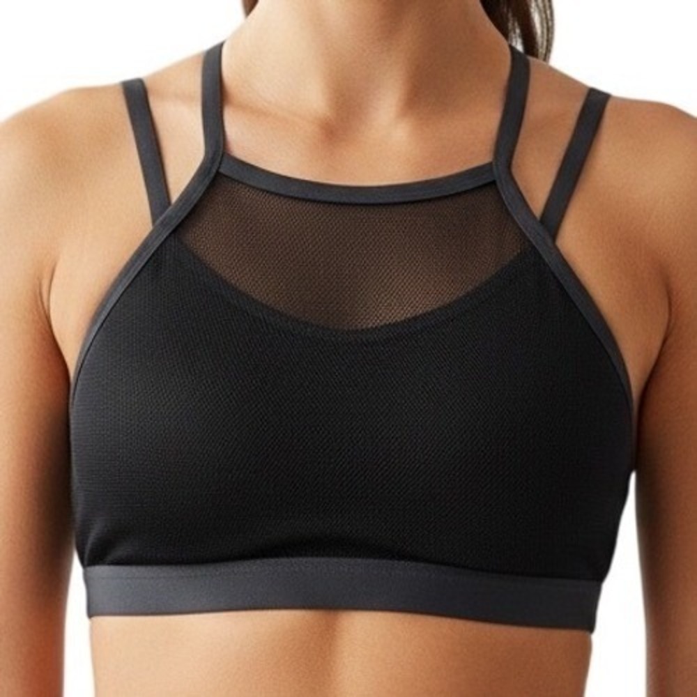Body Wrappers Girls Camisole Bra‎ black Charcoal Mesh High Neck Multi-Strap 8-10